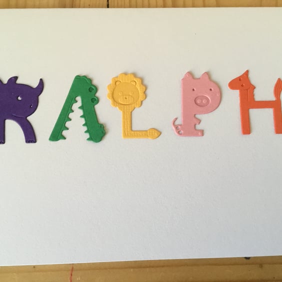 Personalised card. Animal card. Handmade card. Kids card. CC672