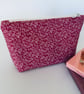 Make up bag, small toiletry bag, water resistant lining, in pink floral design - Image 3