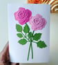 Pink Roses - Flower Shop Moments, Blank Handmade Floral Card 