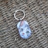 GREY TABBY CAT WOODEN KEYRING
