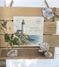 Coastal Lighthouse Wooden Wall Hanging Decor with Shells & Pressed Flowers