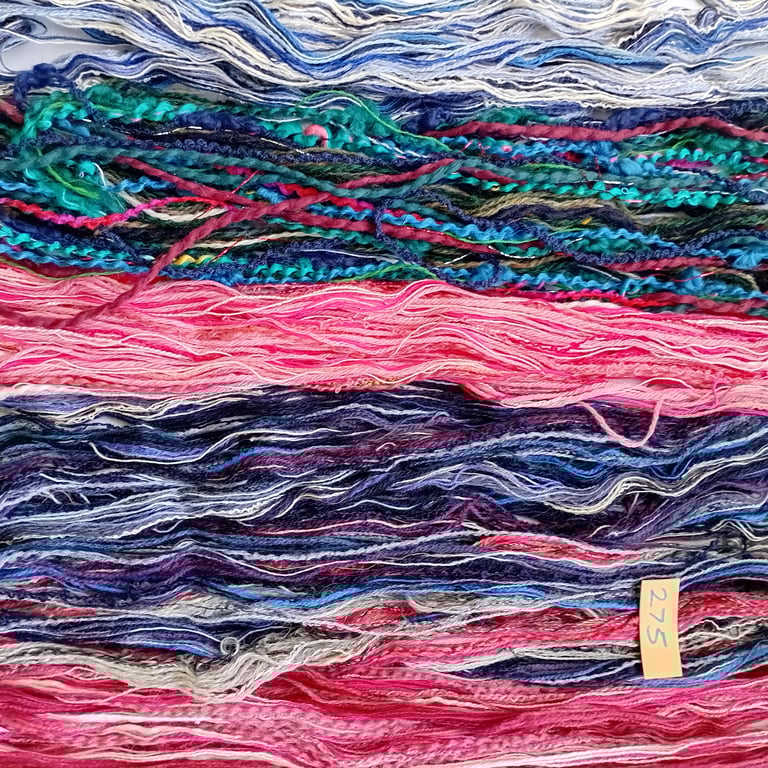 Textured yarns, creative threads, mixed media fibres, weaving thrums