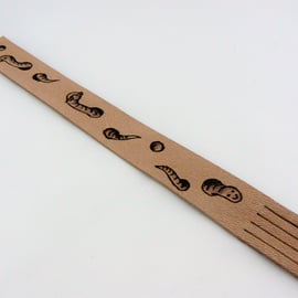 pyrographed book mark  (book worm)