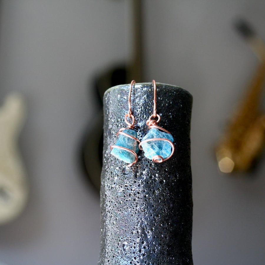 Apatite and copper earrings