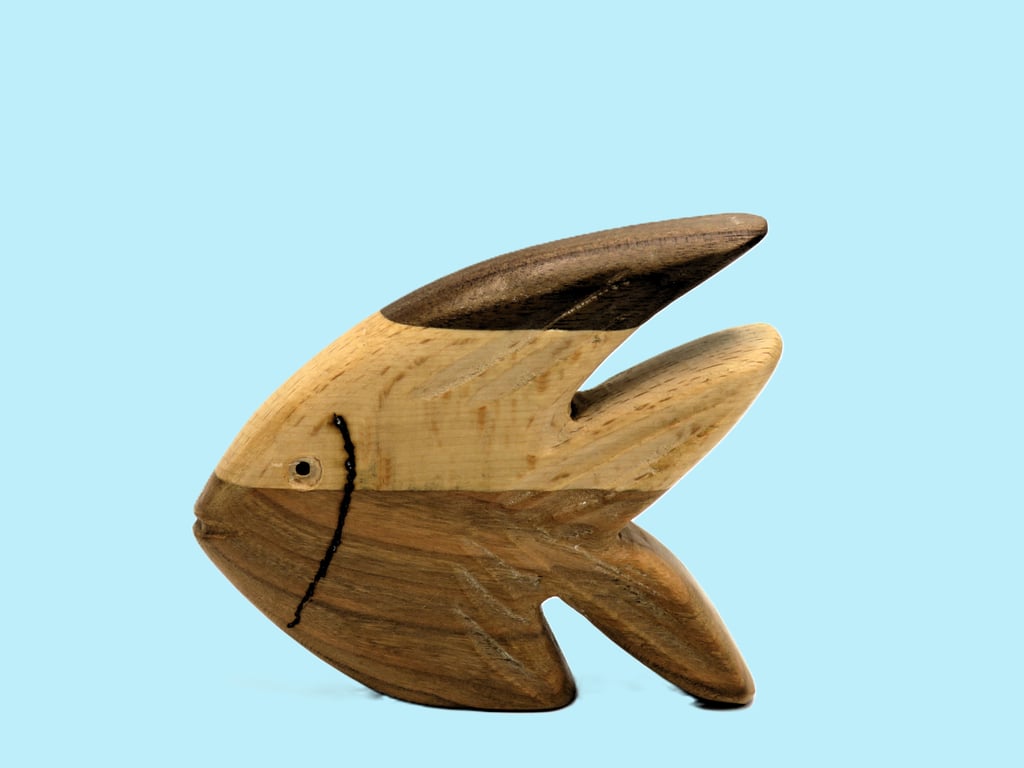 Hand carved Contrasting woods Angel Fish Fi08. 