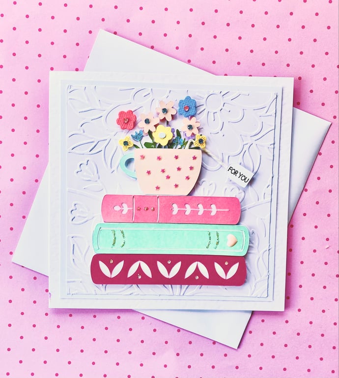 Luxury booklover themed birthday card