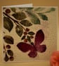 Thank You Card, Butterfly, flower buds & purple berries, Thank You message  