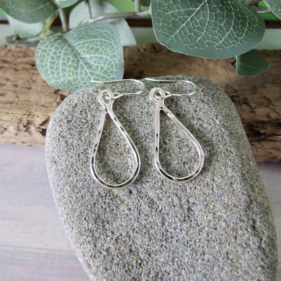 Earrings, Sterling Silver Teardrop Droppers