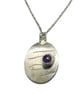 Handmade oval sterling silver pendant with rose cut amethyst - Image 2
