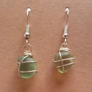 Pale green Seaglass earrings