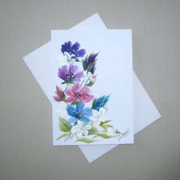 original hand painted floral blank card ( ref FA 20 A3 )