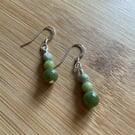 Natural green Jade and Peace Jade Sterling silver dainty earrings