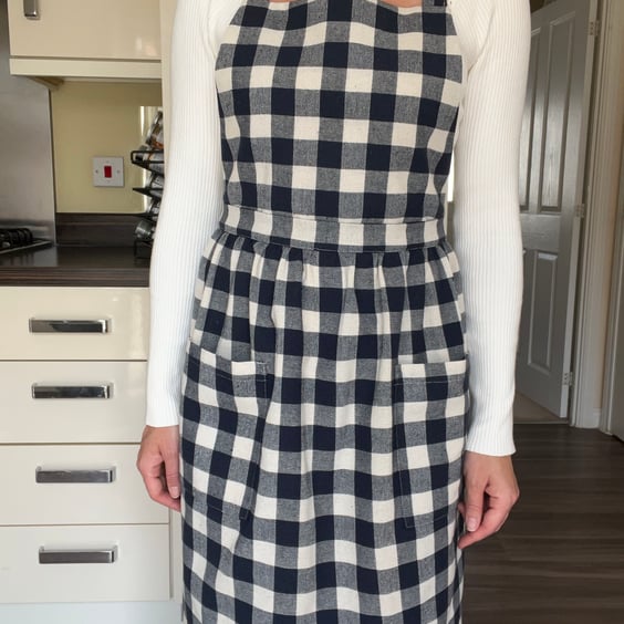 Handmade Cotton Navy Blue Apron with Adjustable Straps