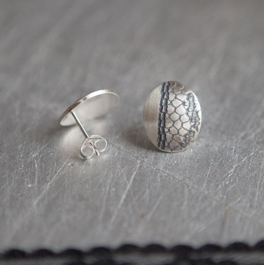 Oval Black Lace Earrings