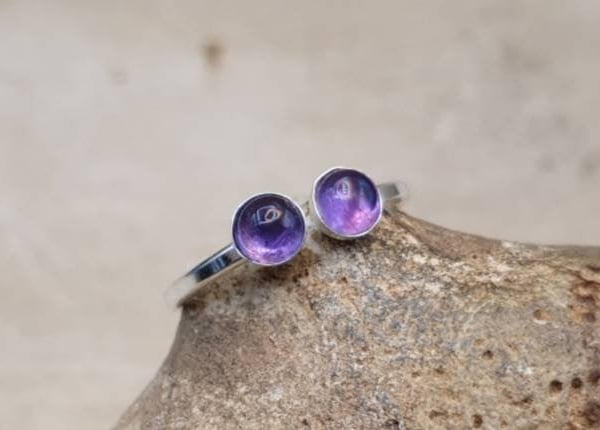 Tiny little finger Purple Amethyst adjustable ring. silver rings for women