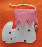 Handmade Elf Boot Christmas White and Pink