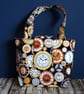 Steampunk Clock Handbag - Small Handmade Fabric Tote with Inside Pocket - Image 2