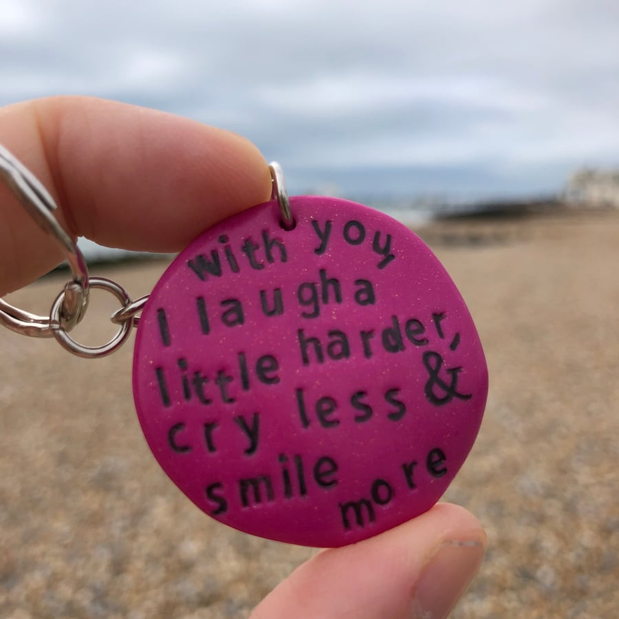 Friendship Quote Pebble Keyring