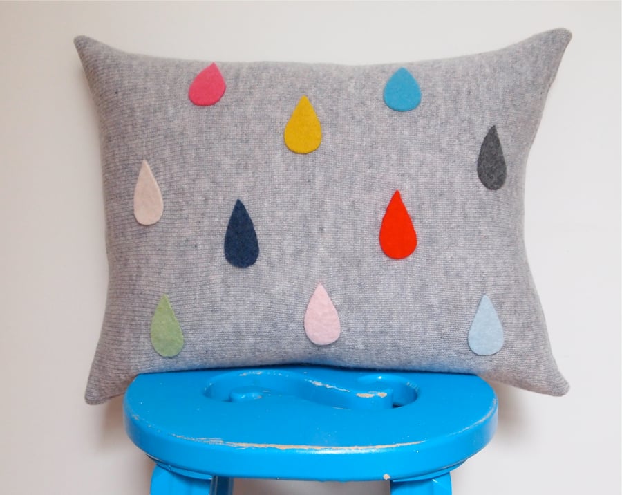 Rain Drop Cushion Cover Made With British Lambswool