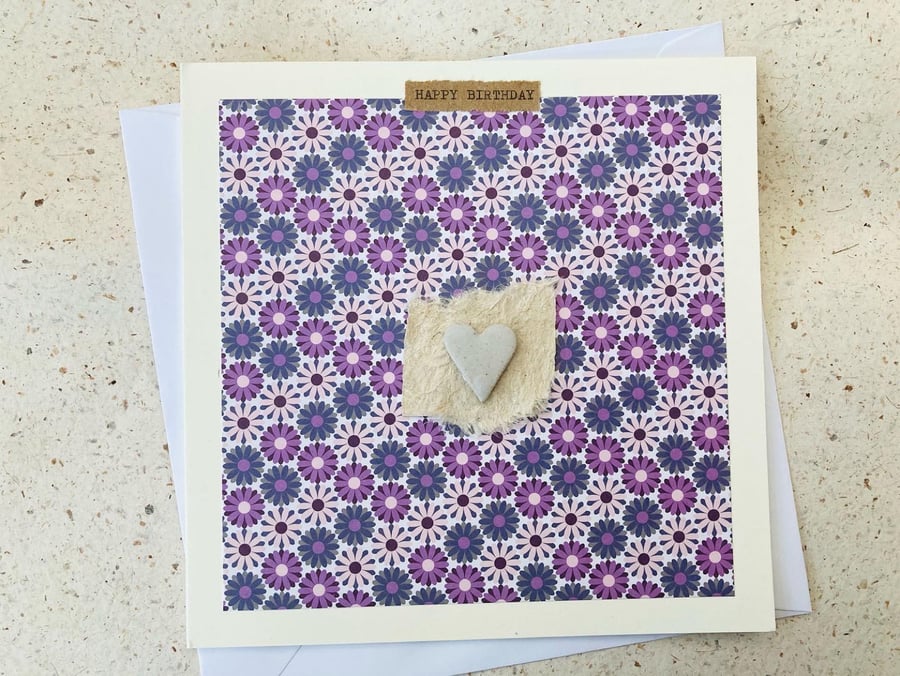 Happy birthday Handmade ceramic Gift card, greetings card, love heart card