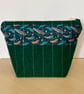 Blue Feathers Quilted Zip Pouch in Pinstripe Forest Green