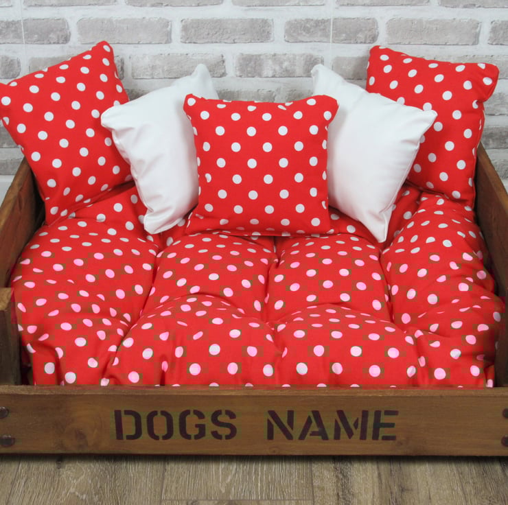 Large Personalised Wooden Rustic Dog Bed Comple... Folksy