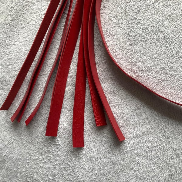 Bright Red coloured - Italian leather flogger with chrome handle - FREE SHIPPING