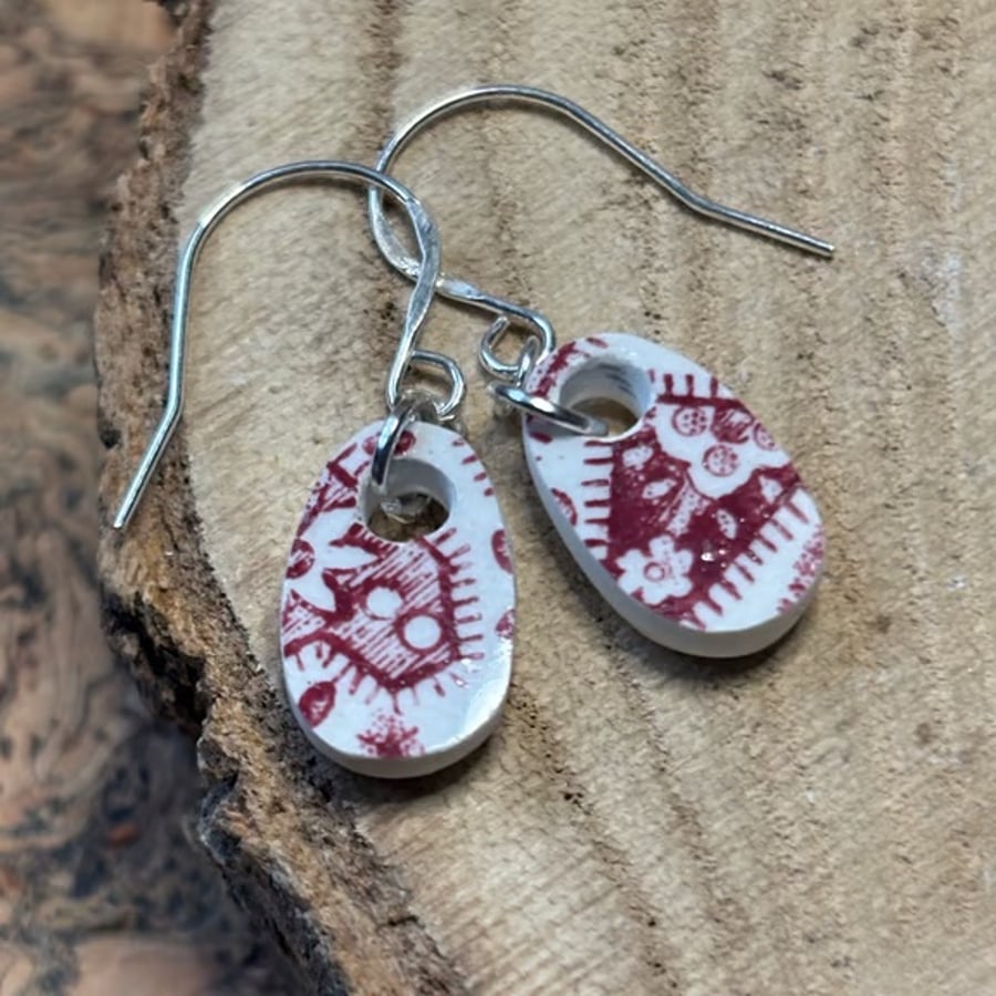 Handmade Ceramic Earrings One of a Kind Sterling Silver Eco Friendly Gifts