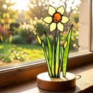 Daffodil Glass Art Ornament Lamp 3D effect with LED light