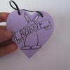 Bunny Rabbit Heart Hanging Decoration Tattoo Style Design Art lilac