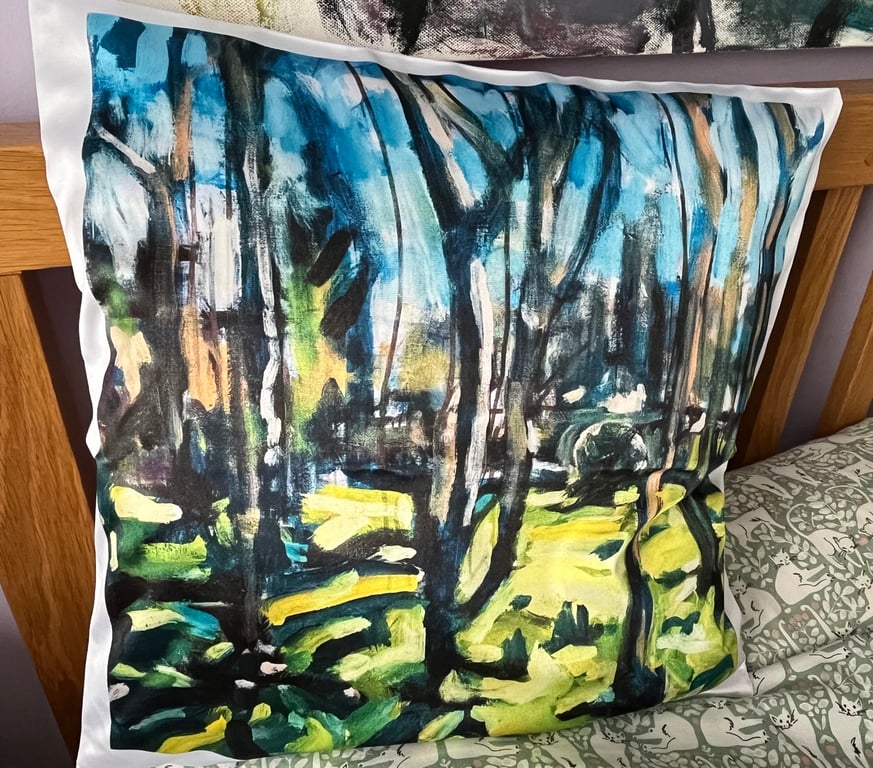 Abbey Copse Satin Cushion ideal for living room or bed room