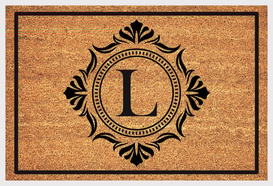 L Letter Door Mat - Monogram Letter L Welcome Mat - 3 Sizes