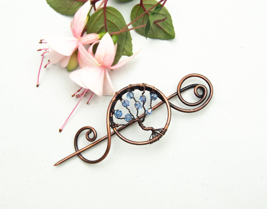 Tree of life brooch Sweater pin copper wire Shawl Pin,Shawl brooch, Sweater Pin,