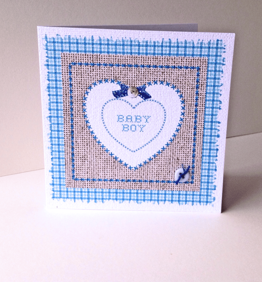 SALE Greeting Card,Baby Boy Card,Handmade Card