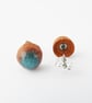 Blue Green Ceramic Stud Earrings - Image 5
