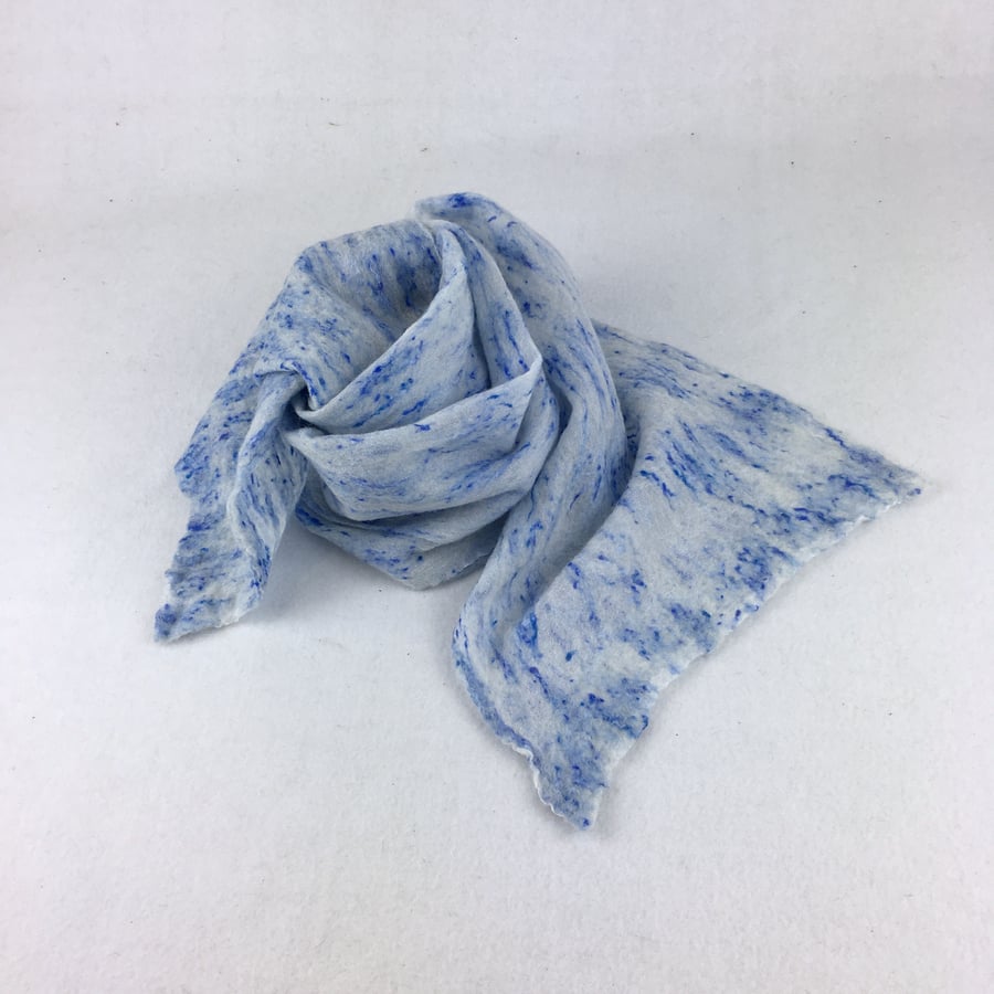 Seconds Sunday - Blue wool and silk nuno felted lightweight scarf