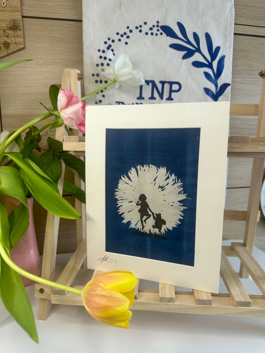 One-of-a-Kind Cyanotype Print on Vintage Book Page – Christopher Robin & Winnie 