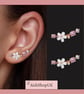 Silver & Pink Cherry Blossom Earrings, Shell Flower Earrings, Pink Flower