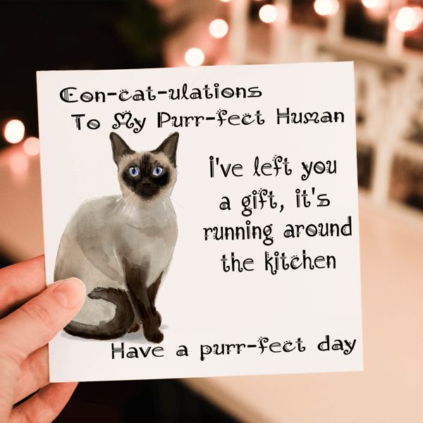 Siamese Cat Birthday Card, Cat Birthday Card, Personalized Cat Breed Card