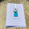 Pot full of love in turquiose  blank card 