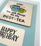 Birthday card for Dad, tea lover, with drinks coaster gift  - Image 3
