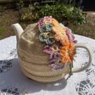 Tea Cosy Hand Knit & Hand dyed  from Dandelion flowers