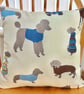 Feature Cushion with Pad: Blue Dogs design 17" (43cm), Handmade Throw Pillow - Image 2