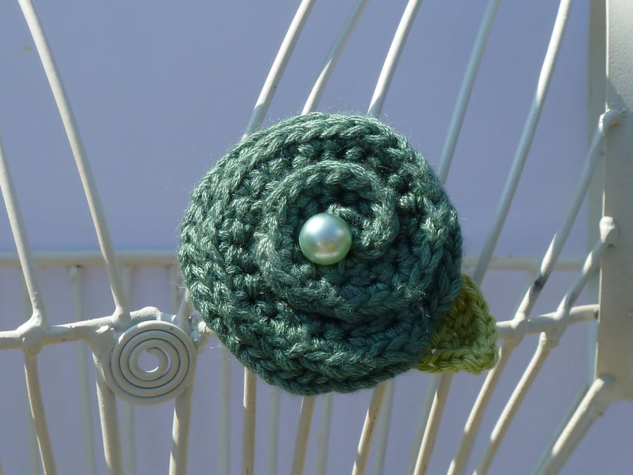 Crochet spiral brooch