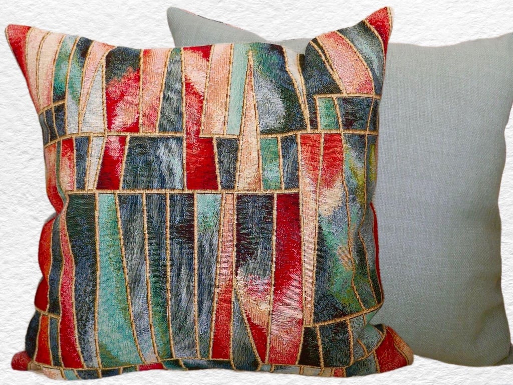 Cushion Cover: Tapestry Shards design Mint reverse 17” (43cm)