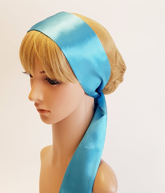 Satin hair tie, pin up style head scarf, skinny headband