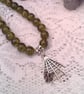 Spider and Web Pendant on a Green Bead Necklace, Halloween Necklace, Spider - Image 4