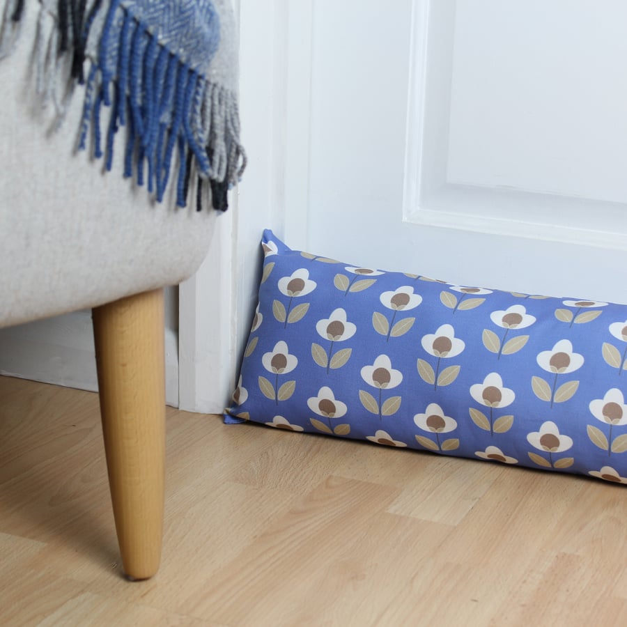 Blue Tulip Fabric Draught Excluder
