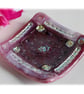 Fused Glass Trinket Dish 9cm Pink Bordered Dichroic 018 - Image 4