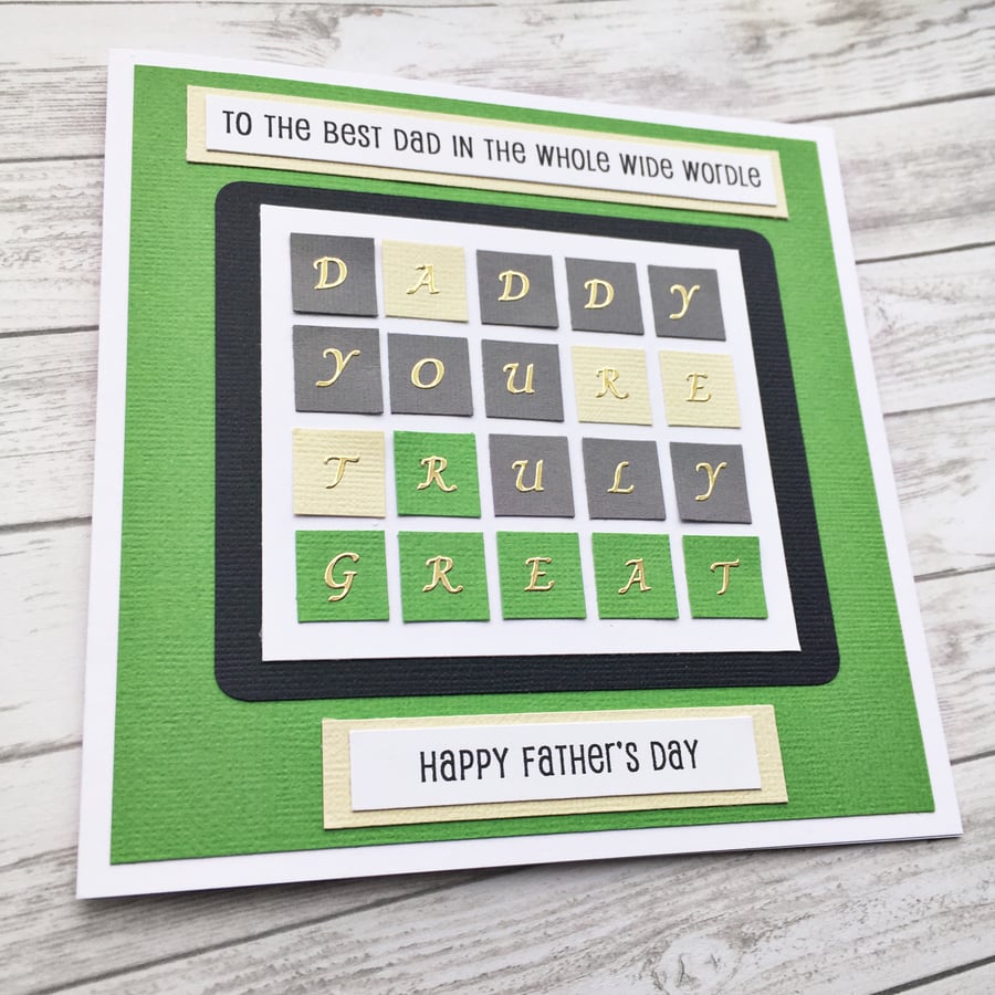 Father’s Day card - Wordle word game puzzle card